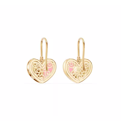 Amara Pink Ceramic Lab Pavé Heart Earrings