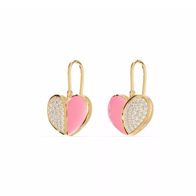 Amara Pink Ceramic Pavé Heart Earrings