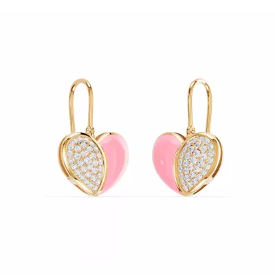 Amara Pink Ceramic Pavé Heart Earrings