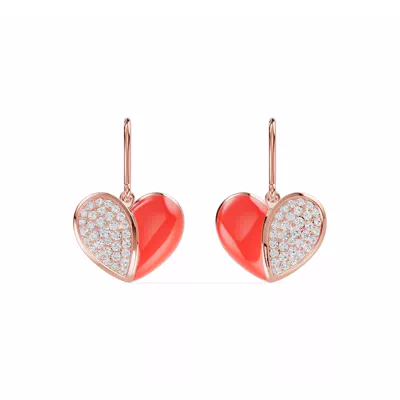Amara Red Ceramic Pavé Heart Earrings