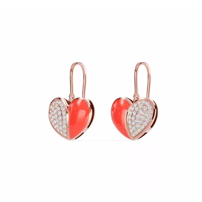 Amara Red Ceramic Pavé Heart Earrings