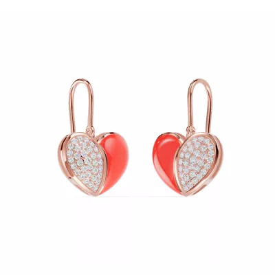 Amara Red Ceramic Pavé Heart Earrings