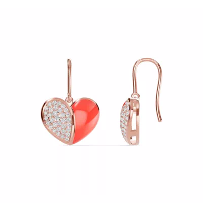 Amara Red Ceramic Pavé Heart Earrings
