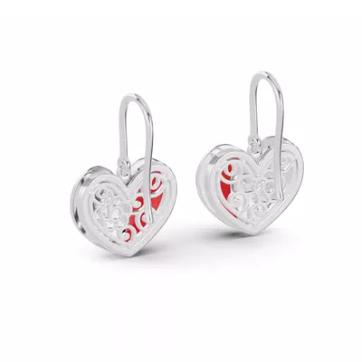 Amara Red Ceramic Pavé Heart Earrings