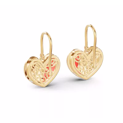 Amara Red Ceramic Lab Pavé Heart Earrings