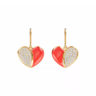 Amara Red Ceramic Pavé Heart Earrings
