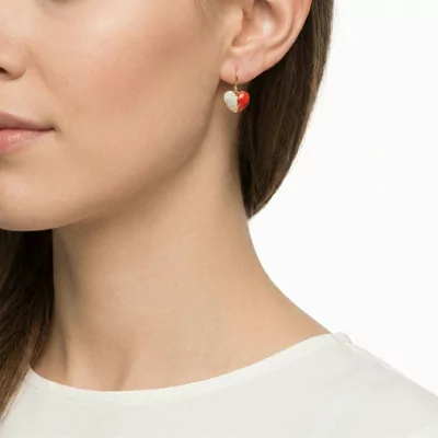 Amara Red Ceramic Pavé Heart Earrings