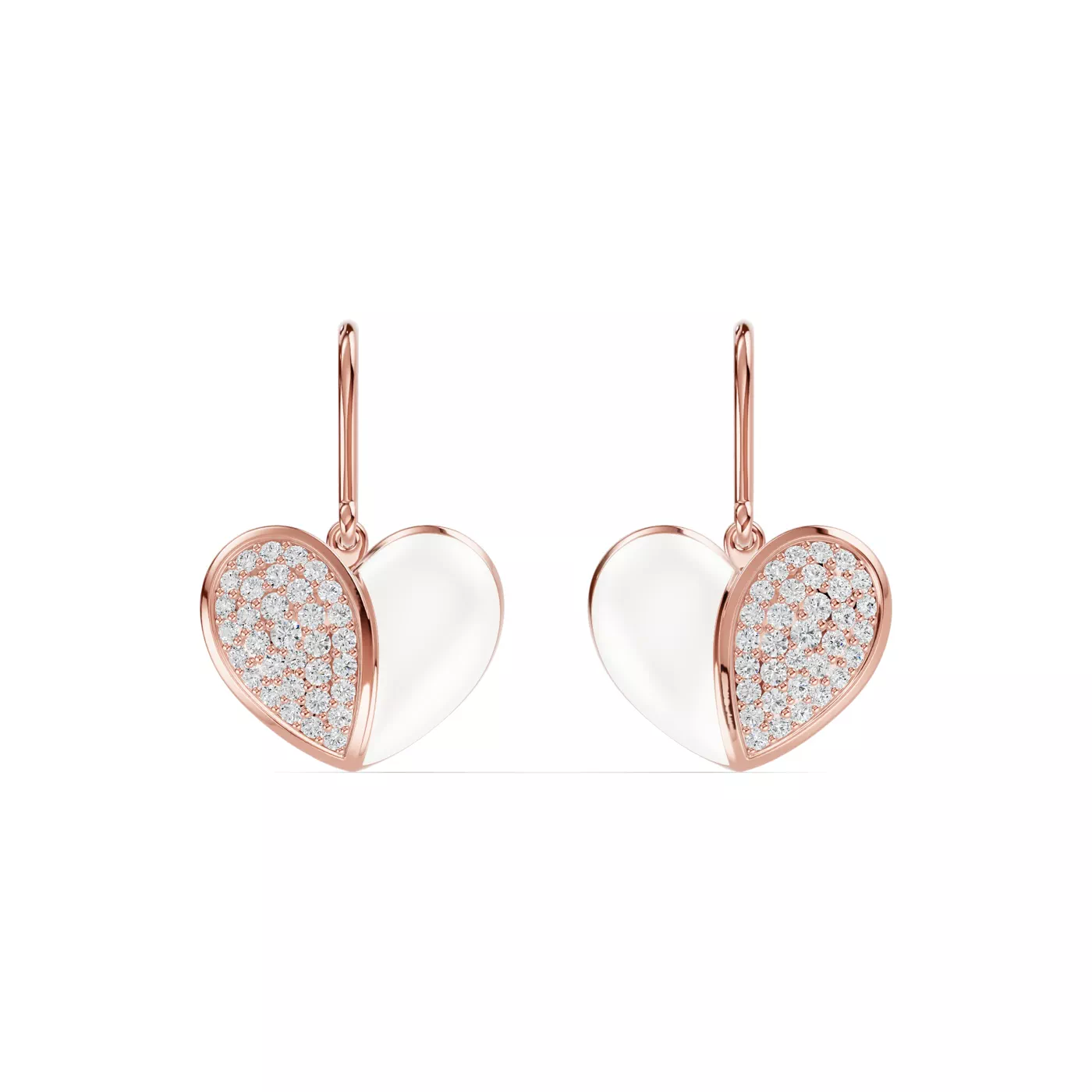Ceramic & Pavé Heart 14K Rose Gold Engagement Ring