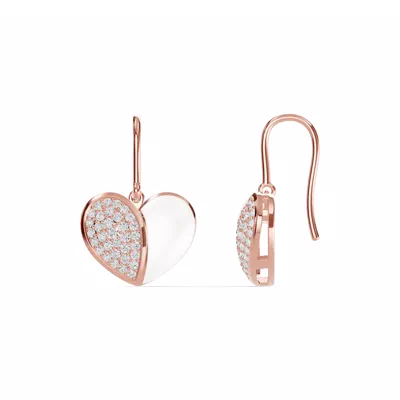 Amara White Ceramic Lab Pavé Heart Earrings