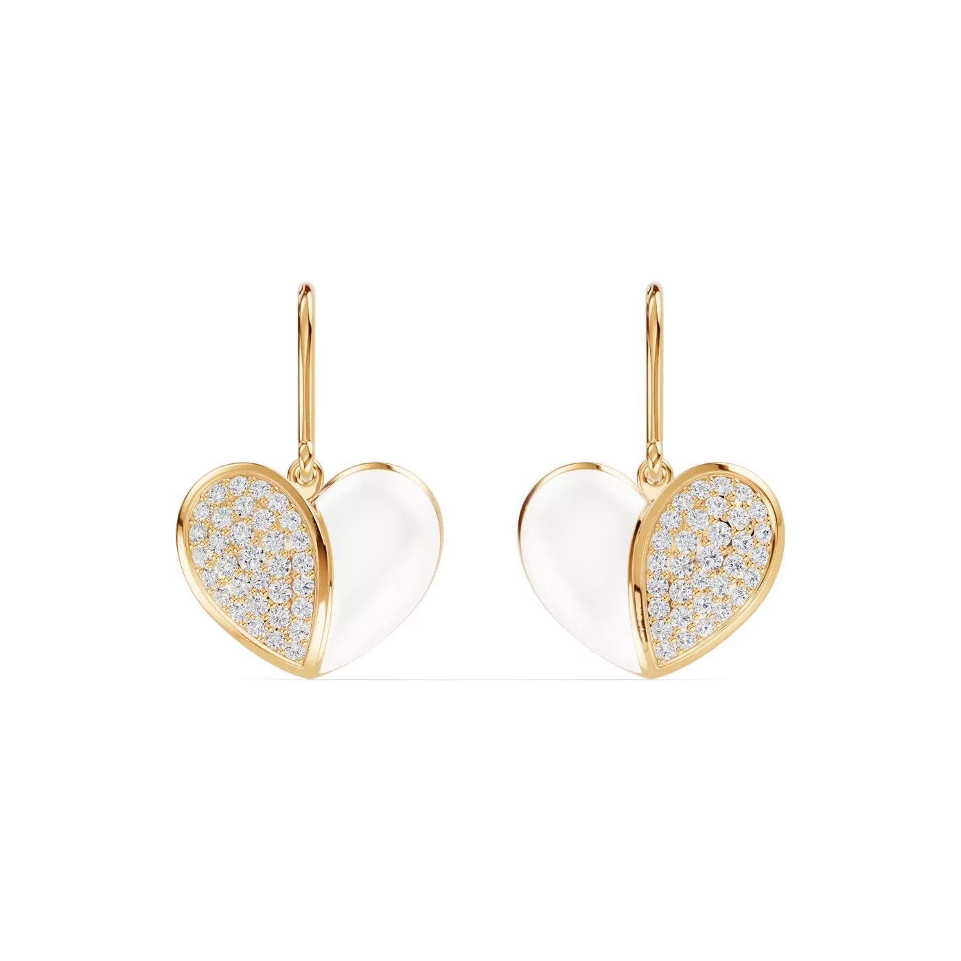 Ceramic & Pavé Heart 14K Yellow Gold Engagement Ring