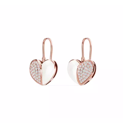 Amara White Ceramic Pavé Heart Earrings