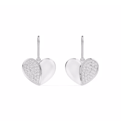 Amara White Ceramic Lab Pavé Heart Earrings
