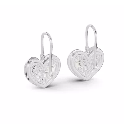 Amara White Ceramic Lab Pavé Heart Earrings