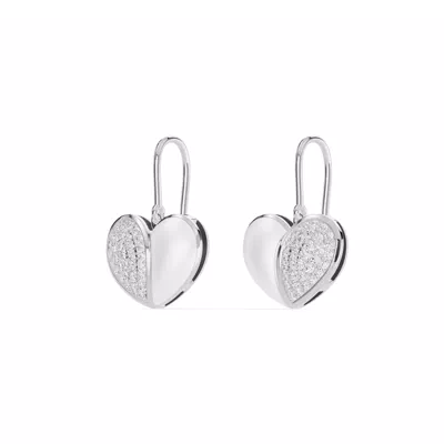 Amara White Ceramic Lab Pavé Heart Earrings