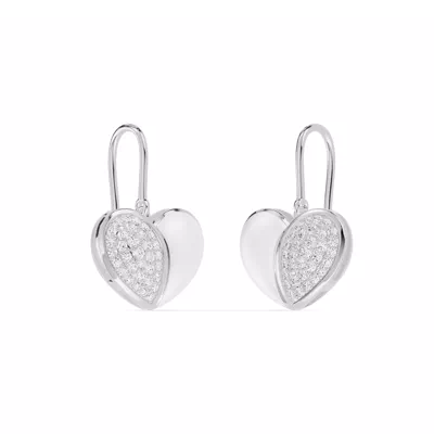 Amara White Ceramic Lab Pavé Heart Earrings