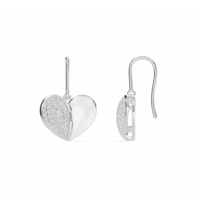 Amara White Ceramic Pavé Heart Earrings