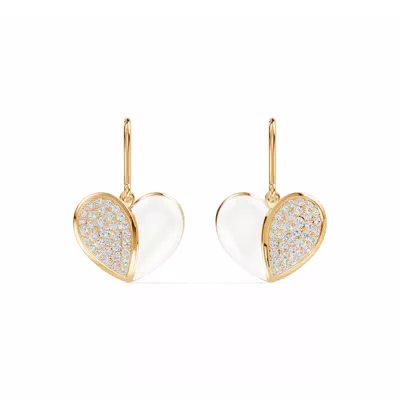 Amara White Ceramic Lab Pavé Heart Earrings