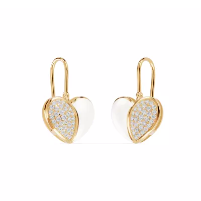Amara White Ceramic Pavé Heart Earrings