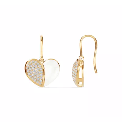Amara White Ceramic Pavé Heart Earrings