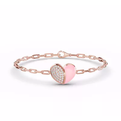 Amara Pink Ceramic Lab Pavé Heart Bracelet