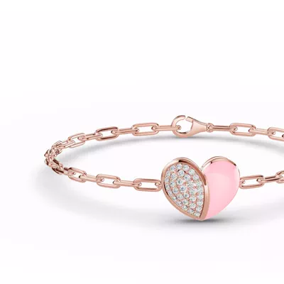 Amara Pink Ceramic Lab Pavé Heart Bracelet