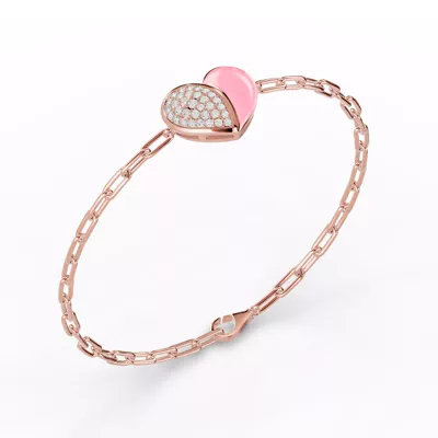 Amara Pink Ceramic Lab Pavé Heart Bracelet
