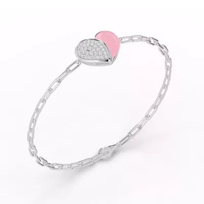 Amara Pink Ceramic Lab Pavé Heart Bracelet