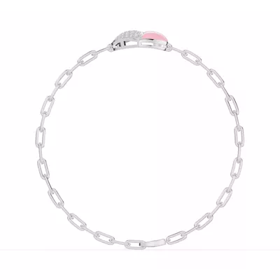 Amara Pink Ceramic Lab Pavé Heart Bracelet