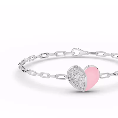 Amara Pink Ceramic Lab Pavé Heart Bracelet