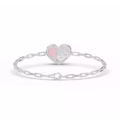 Amara Pink Ceramic Pavé Heart Bracelet