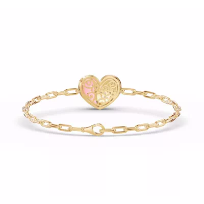 Amara Pink Ceramic Lab Pavé Heart Bracelet