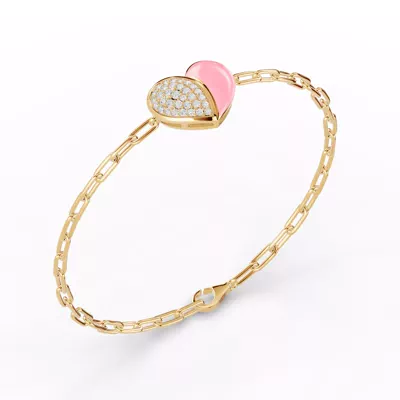 Amara Pink Ceramic Lab Pavé Heart Bracelet