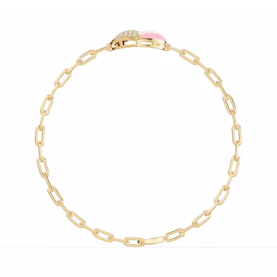 Amara Pink Ceramic Lab Pavé Heart Bracelet