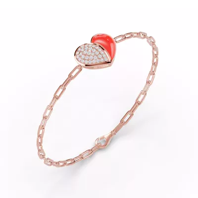 Amara Red Ceramic Lab Pavé Heart Bracelet