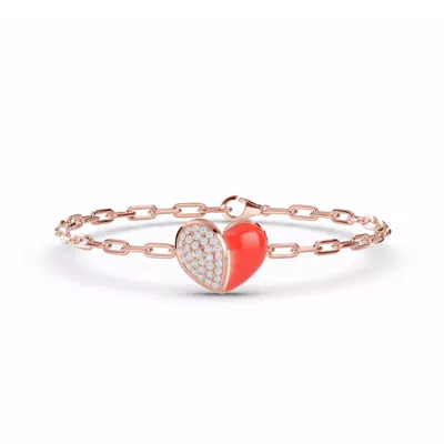Amara Red Ceramic Pavé Heart Bracelet