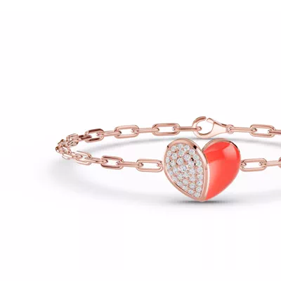 Amara Red Ceramic Pavé Heart Bracelet