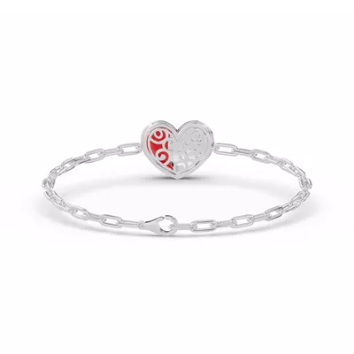 Amara Red Ceramic Lab Pavé Heart Bracelet