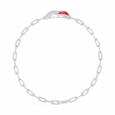 Amara Red Ceramic Lab Pavé Heart Bracelet