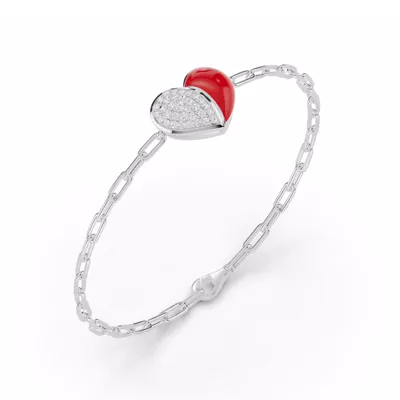 Amara Red Ceramic Pavé Heart Bracelet