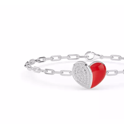 Amara Red Ceramic Pavé Heart Bracelet