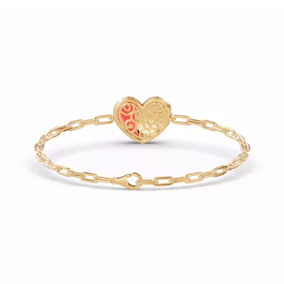 Amara Red Ceramic Lab Pavé Heart Bracelet