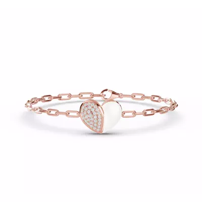 Amara White Ceramic Lab Pavé Heart Bracelet