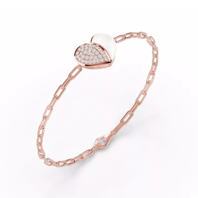 Amara White Ceramic Lab Pavé Heart Bracelet