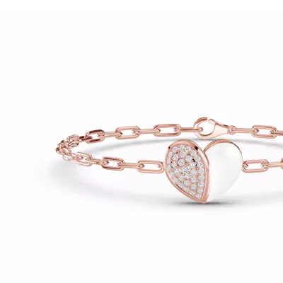 Amara White Ceramic Lab Pavé Heart Bracelet