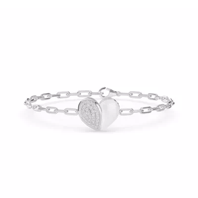 Amara White Ceramic Lab Pavé Heart Bracelet