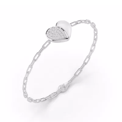 Amara White Ceramic Lab Pavé Heart Bracelet