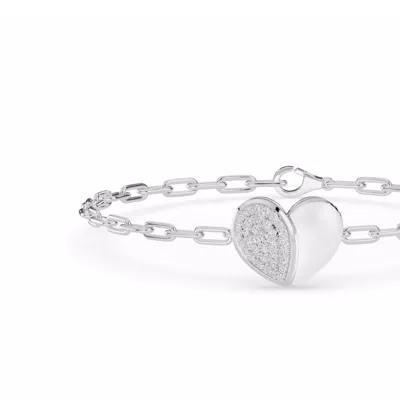 Amara White Ceramic Lab Pavé Heart Bracelet