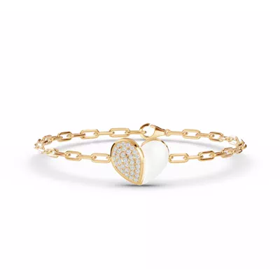 Amara White Ceramic Pavé Heart Bracelet