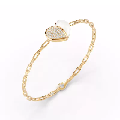 Amara White Ceramic Pavé Heart Bracelet