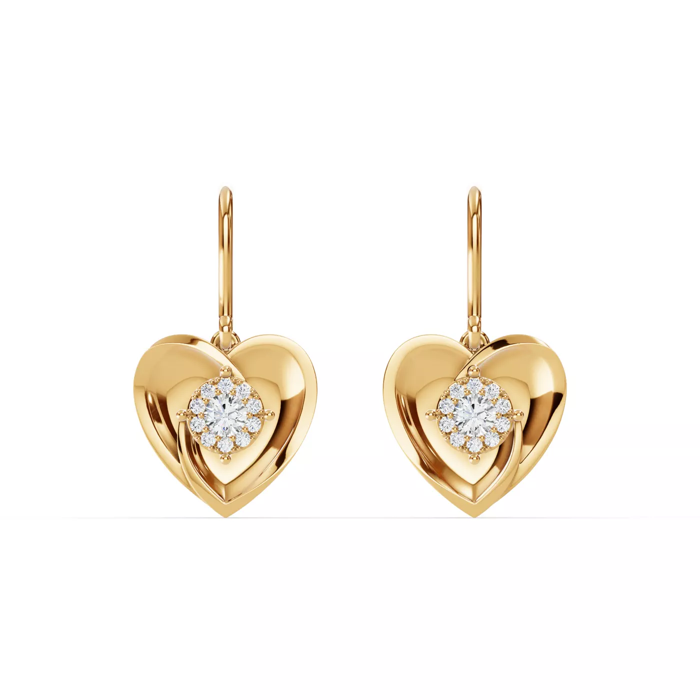 Heart in Pavé 14K Yellow Gold Engagement Ring
